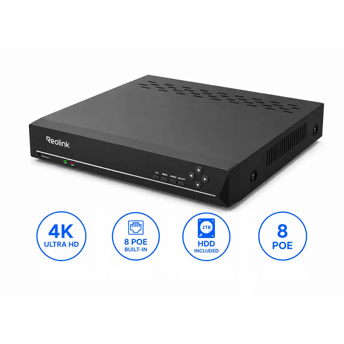 Reolink NVS8 with 2TB HDD (RLN8-410) 8-Channel 4K PoE NVR