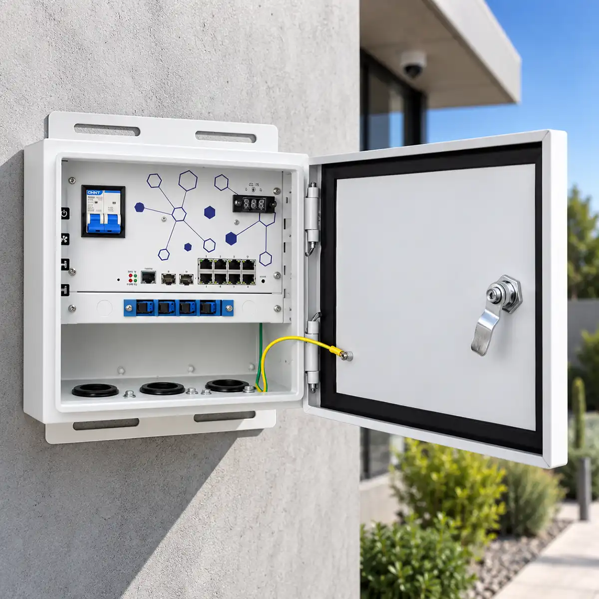 N-net QB3082SPGM-200 – vonkajší IP55 L2 riadený PoE panel s 8× Gigabit PoE do 30 W, 2× Gigabit SFP a PoE rozpočtom do 185 W
