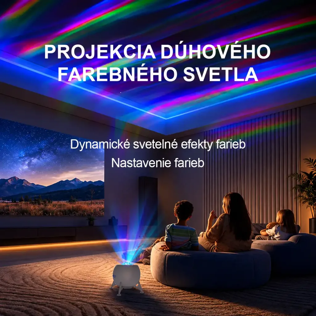 Galaktický LED projektor s Bluetooth reproduktorom XO CF38 Lander Starlight – biely