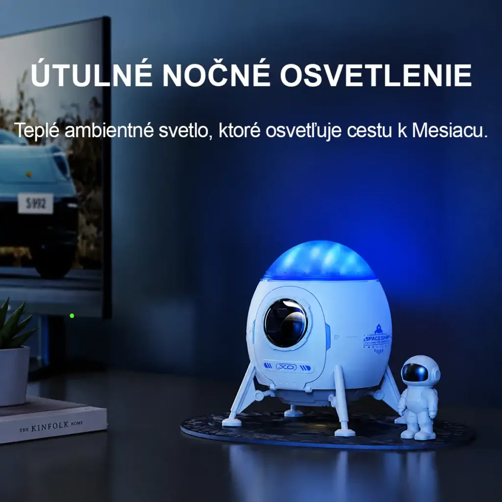 Galaktický LED projektor s Bluetooth reproduktorom XO CF38 Lander Starlight – biely