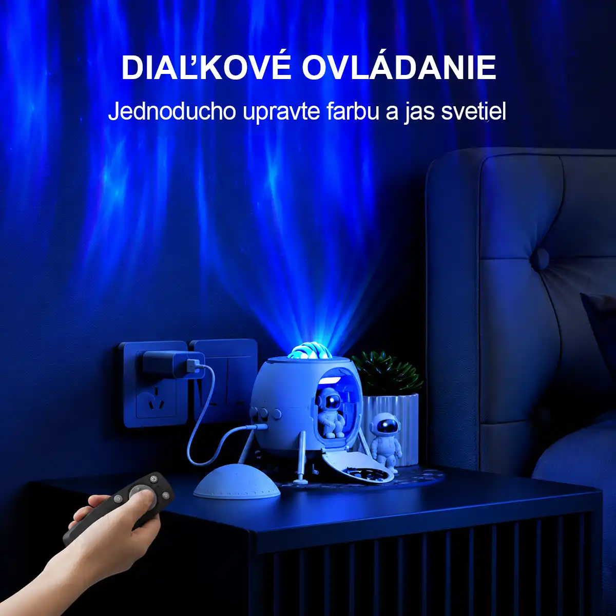Galaktický LED projektor s Bluetooth reproduktorom XO CF38 Lander Starlight – biely