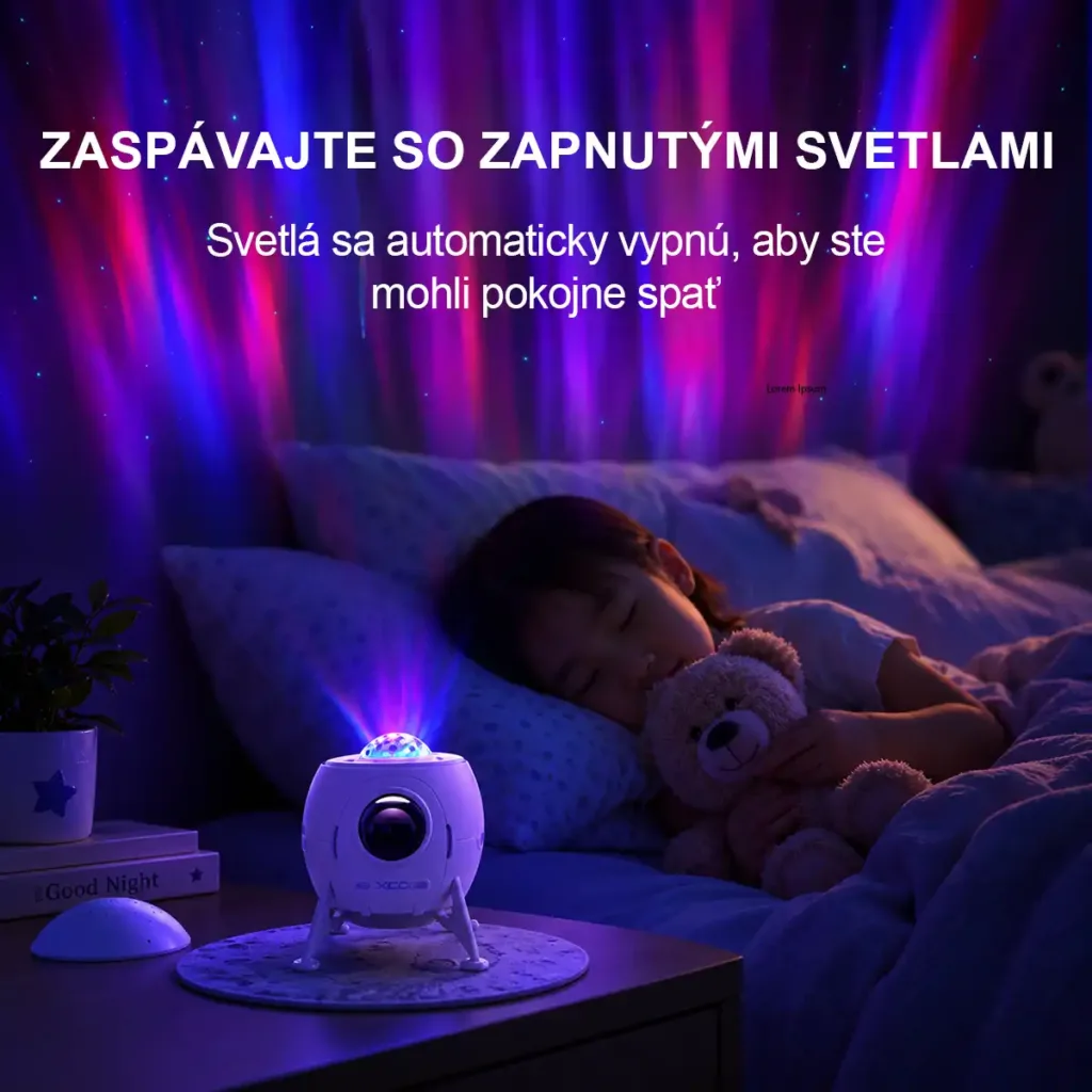 Galaktický LED projektor s Bluetooth reproduktorom XO CF38 Lander Starlight – biely