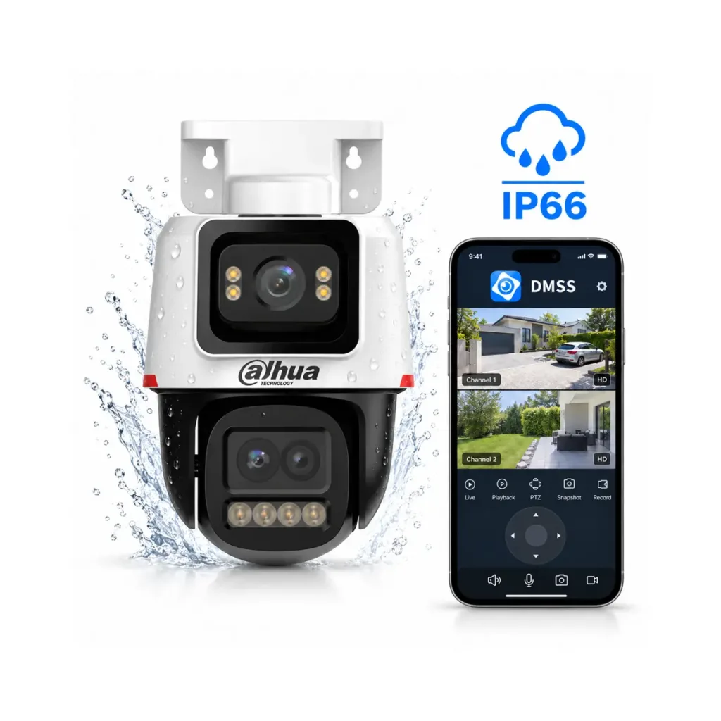 Dahua IPC-PTS2449C-4E3Z-S-PV-PRO – Duálna IP PTZ kamera 6MP (4MP+2MP), WizColor, 6x hybridný zoom, AI sledovanie, farebné nočné videnie až do 50 m, aktívna ochrana so sirénou, PoE, IP66